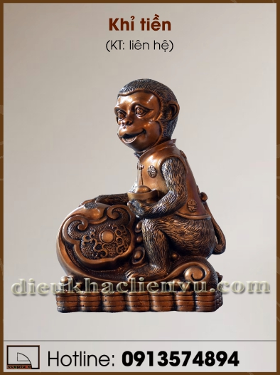 Tượng khỉ tiền composite